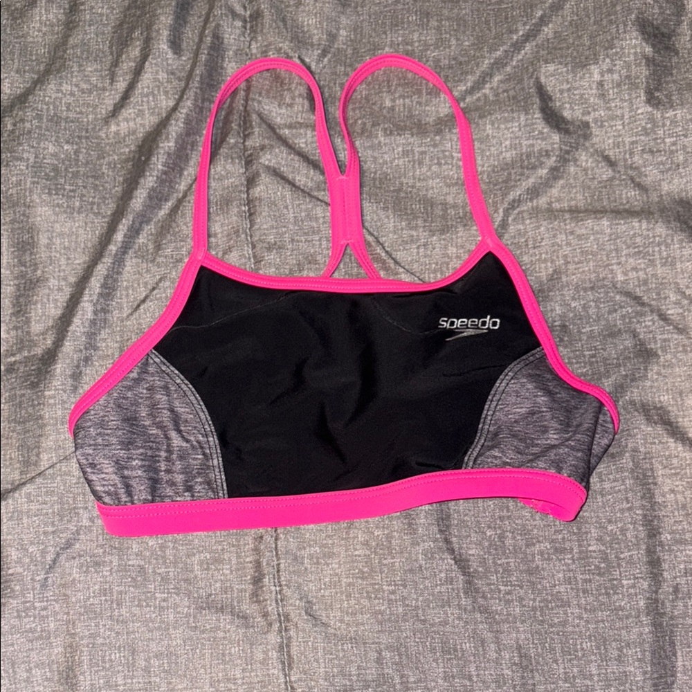 Speedo Pink and Black Racerback Sports Bra